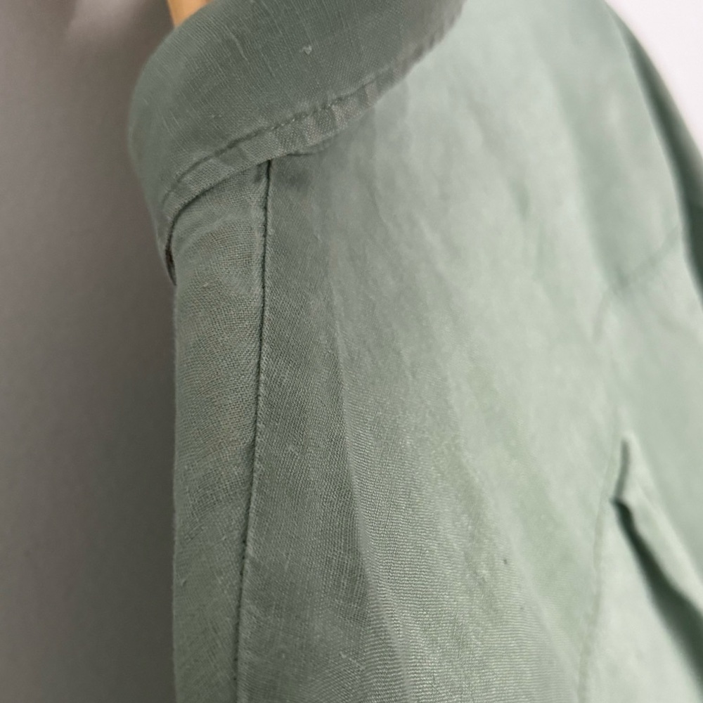 H&M 100% Linen Button Down Shirt Women’s Medium Sage Green Long Sleeve - Picture 5 of 8